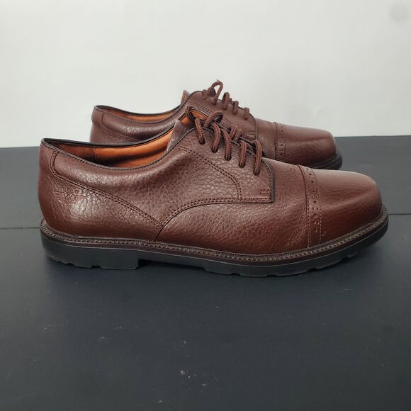 Dockers Shoes Mens Size 10 Brown Cap Toe Leather Derby Oxford Lug Sole 90-8560 - Picture 6 of 10